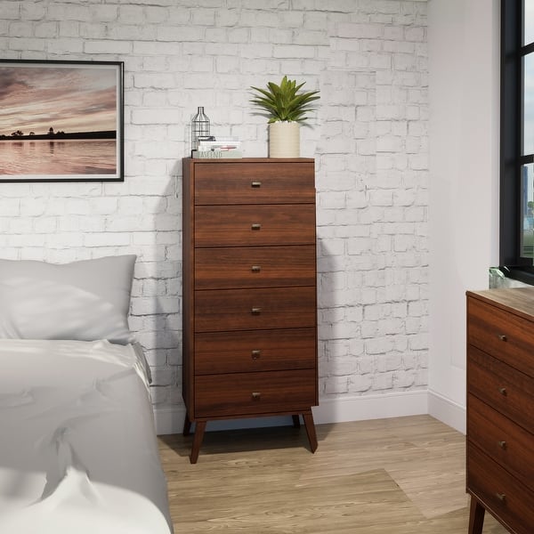 milo mid century modern 6-drawer dresser Prepac Milo Mid-Century Modern 6 Drawer Dresser, Tall Chest of Drawers,  Retro Bedroom Furniture, Lingerie Dresser - Bed Bath & Beyond