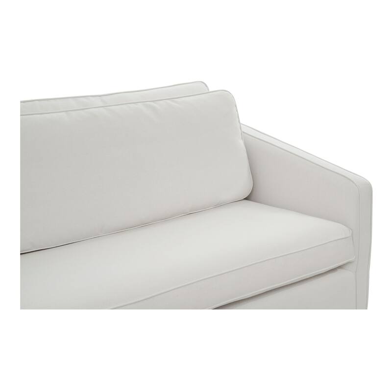 NADAAL STUDIOS Cyris Sofa, Minimalist Bench Form with Layered Cushions and Performance Upholstery, Ivory