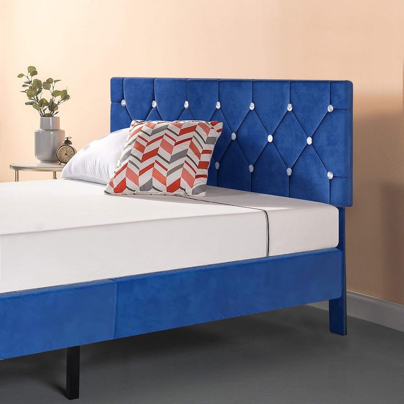 Javlergo Upholstered Beds With Diamond Tufted Headboard, Platform Bed Frame,