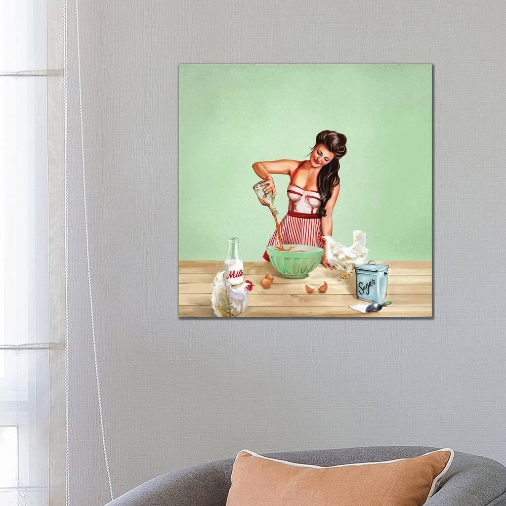 iCanvas "Bourbon Chickens Pinup Tray" by The Whiskey Ginger Canvas Print