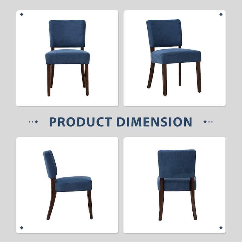 Set of 2 Modern Farmhouse Dining Chairs: Upholstered Mid-Back Chairs with Wood Legs