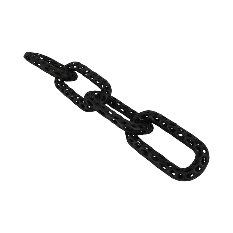 Metal Coastal Chain Sculpture with Textured Links and Openwork Design - 25" x 4" x 1"