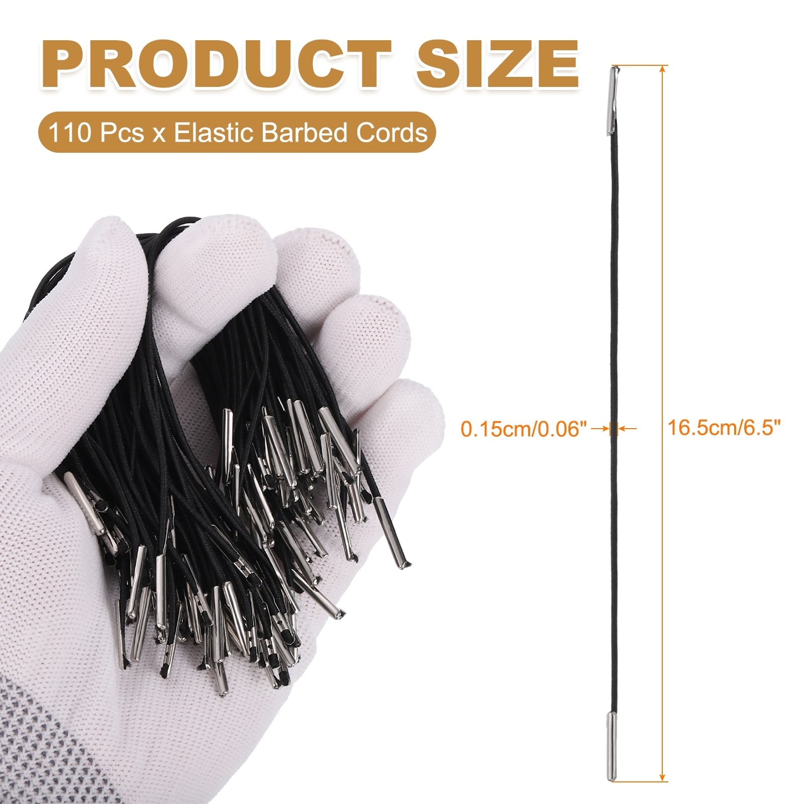 Elastic Barbed Cord, Stretch Loop Band Round String with Metal Barbs Fastener