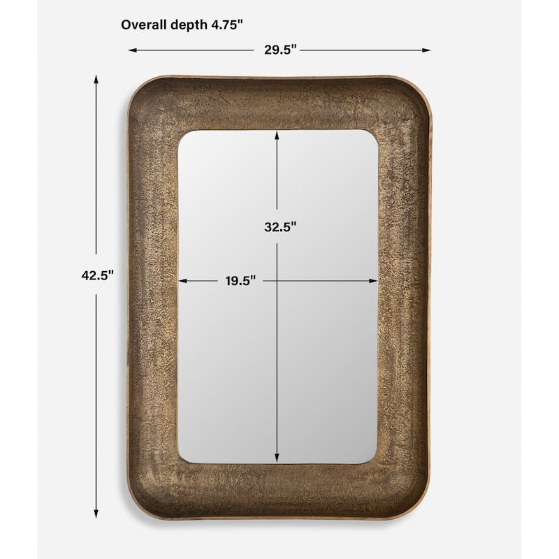 Uttermost Alvaro Antique Brass Mirror - 42.5"H x 29.5"W x 4.75"D