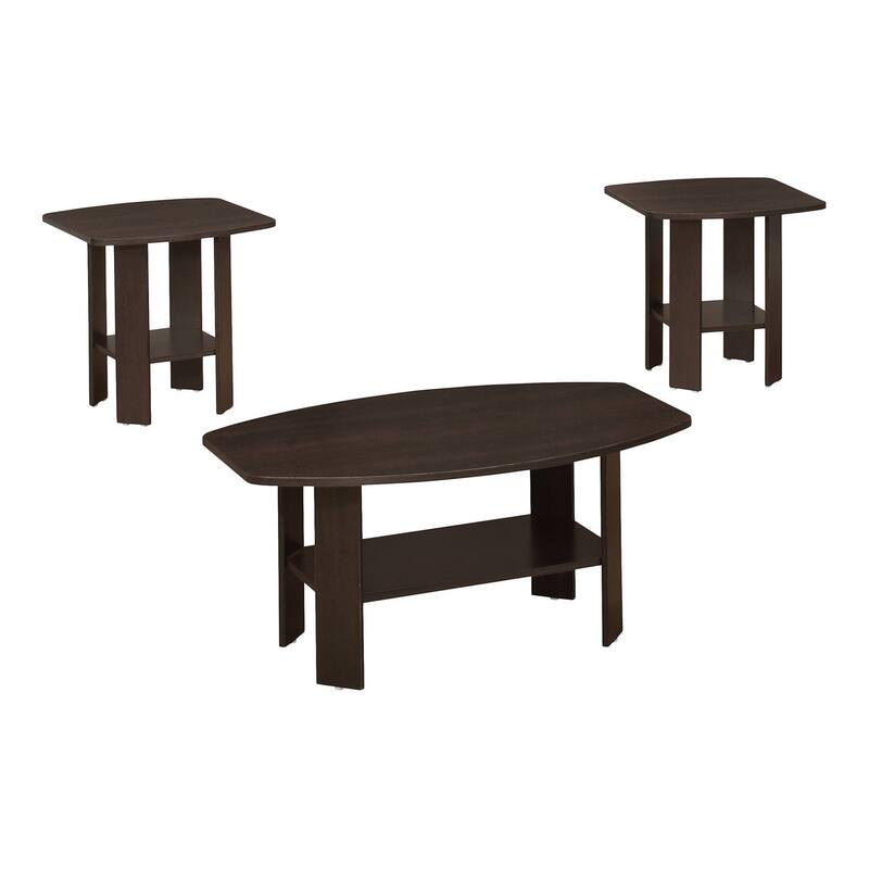 HomeRoots Set of Three 36" Brown Coffee Table With Shelf - 36.00 in. x 16.25 in. x 21.50 in.
