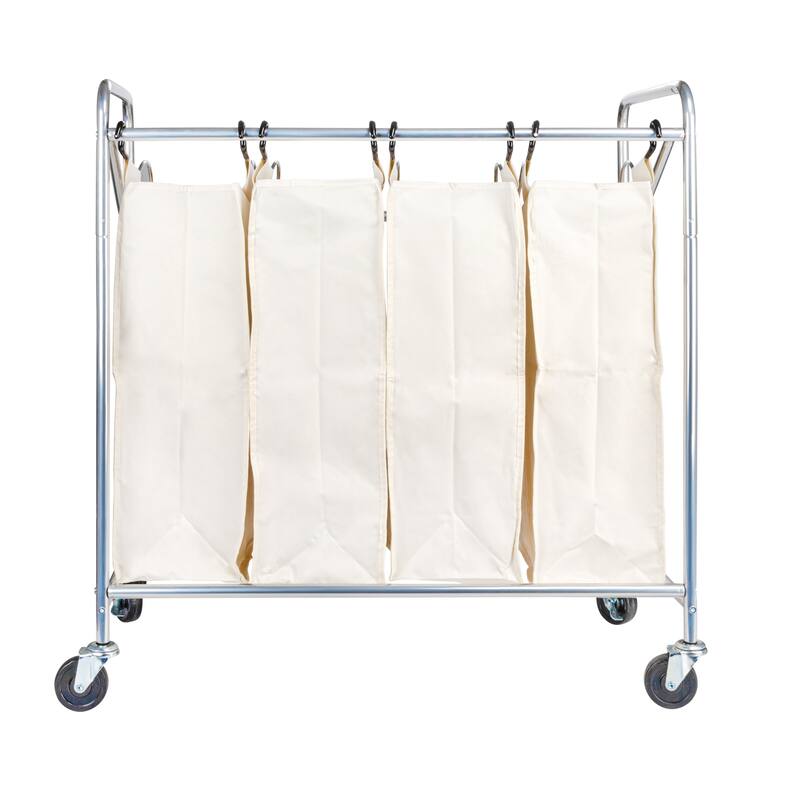Household Essentials 4 Bag Laundry Sorter Cart with Washable and Removable Bags - 17.0"L x 34.0"W x 33.0"H
