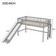 preview thumbnail 13 of 11, Gray Twin Size Wood Low Loft Bed with Ladder and Slide for Kids, Boys and Girls