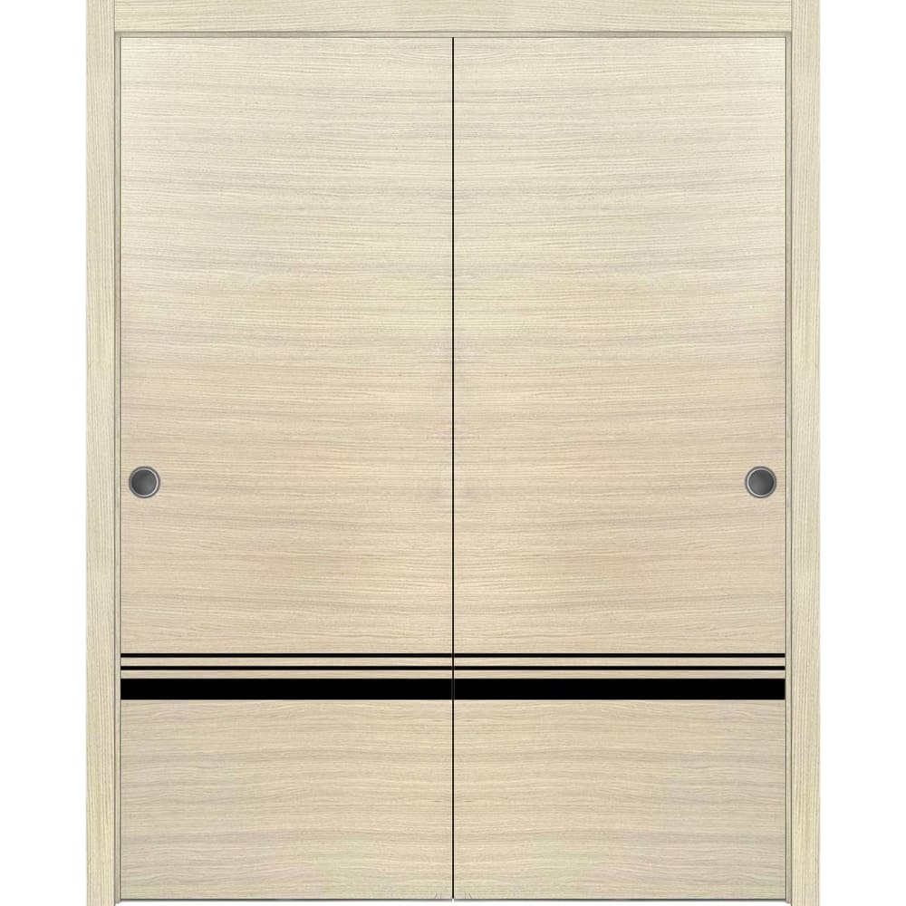 Bypass Doors 36 x 80 Planum 0012 Natural Veneer with Sturdy Rails