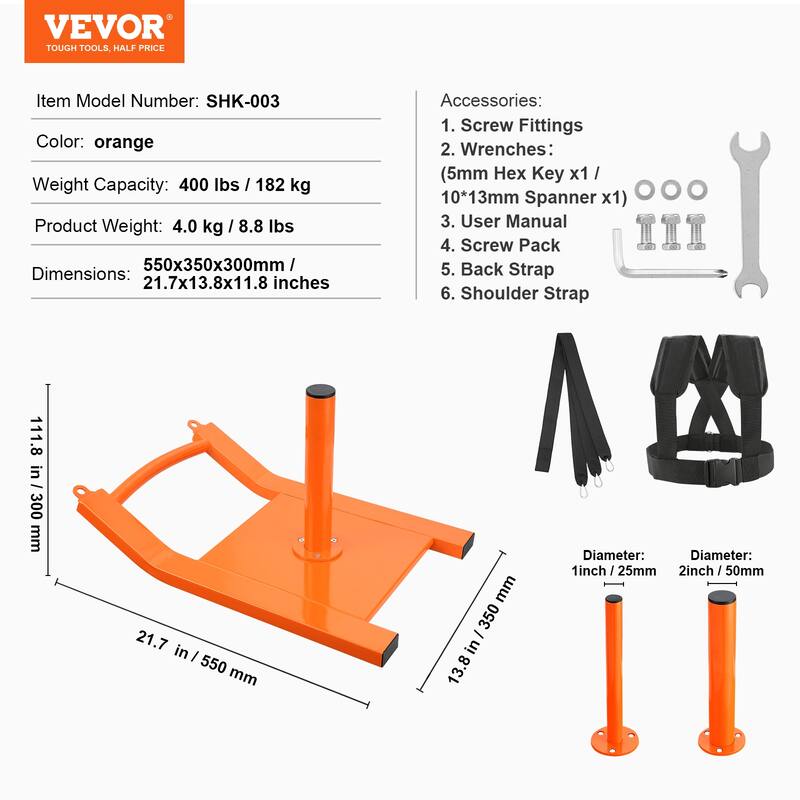 VEVOR Weight Training Pull Push Sled, Fitness Strength Speed Training Sled for Athletic Exercise and Speed Improvement