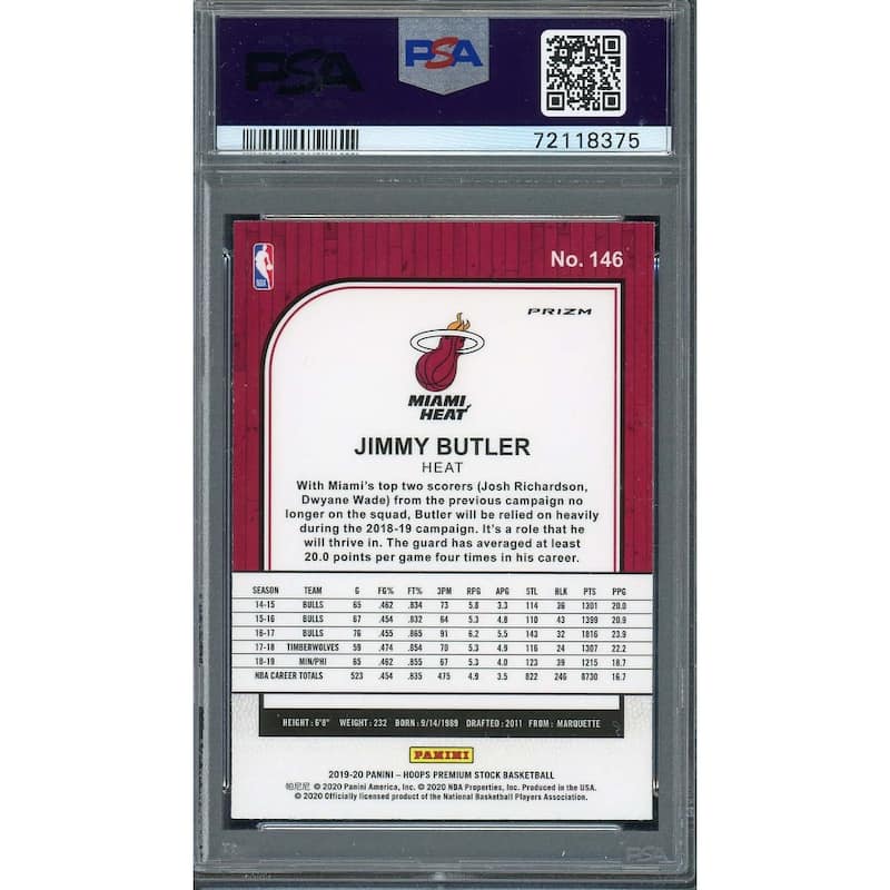 Jimmy Butler 2019 Panini Hoops Premium Stock Pulsar Card #146 Graded PSA 9 - 8'6" x 11'6"