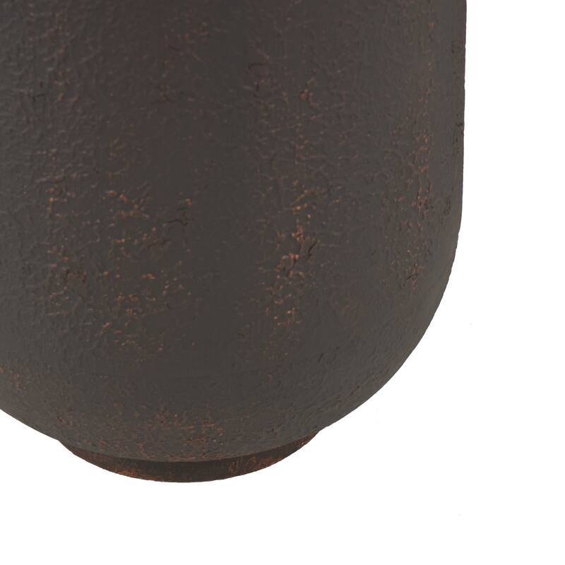 Dark Brown Metal Floor Decorative Vase with Copper Accents (Set of 3)