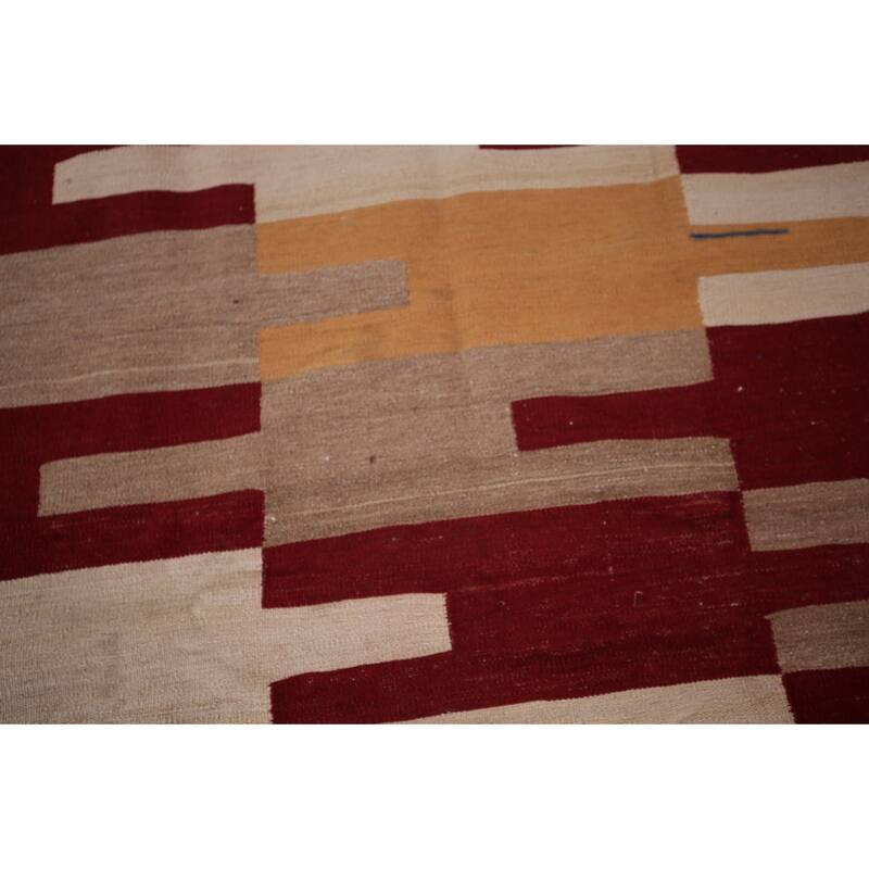 Kilim Qashqai Reversible Persian Vintage Rug Flatweave Wool Carpet - 4'7" X 7'3"