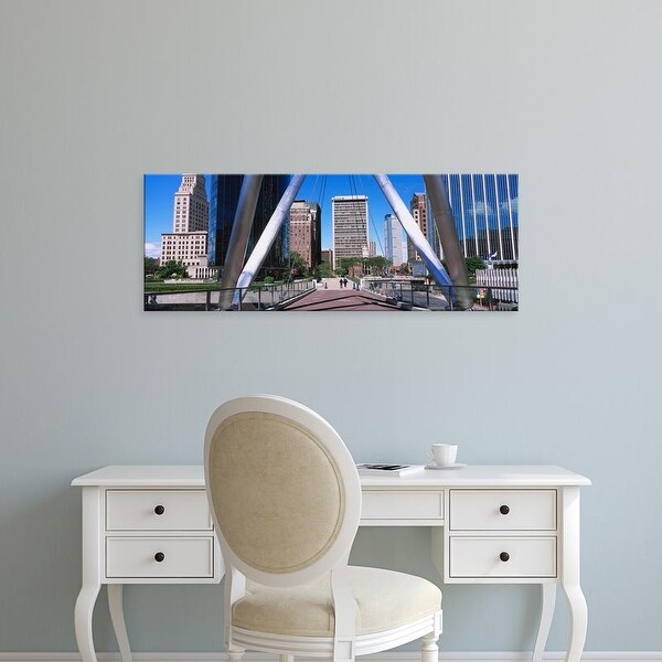 Easy Art Prints Panoramic Image 'Pillars on a suspension bridge, Hartford, Connecticut, New England, USA' Canvas Art