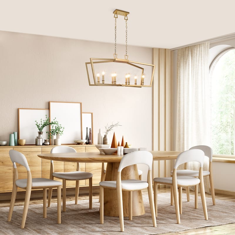 Zeci Modern Glam Gold Linear Chandelier Lantern Farmhouse Kitchen Island Lights for Dining Room - L37"xW13"xH22"