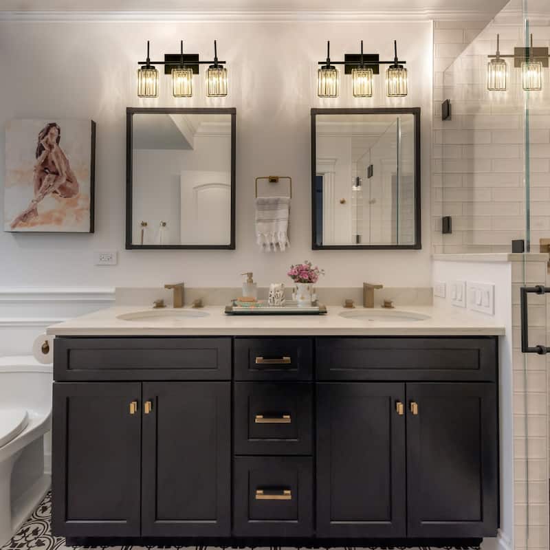 Modern Black 1/2/3/4/5-Light Bathroom Crystal Vanity Light Wall Sconces
