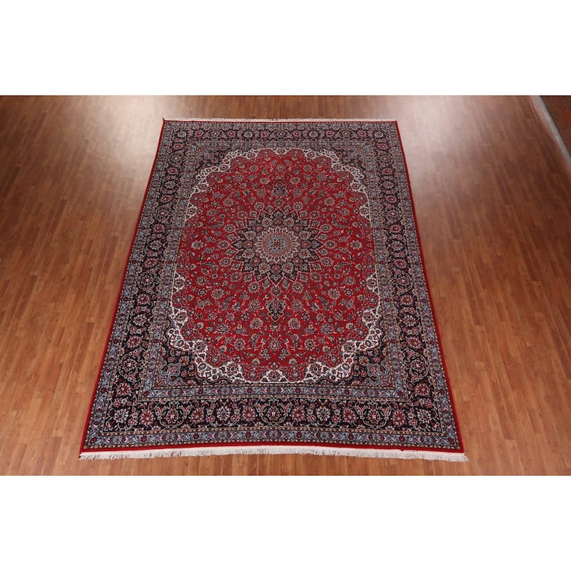 Oriental Traditional Red Kashan Turkish Rug Machine-Made Carpet - 9'9" x 13'2"