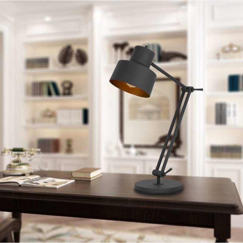 33" Modern Black Adjustable Desk Lamp with Dimmable Light and Metal Cone Shade Plug-In Cord - 33”H x 9”W x 20.5”D