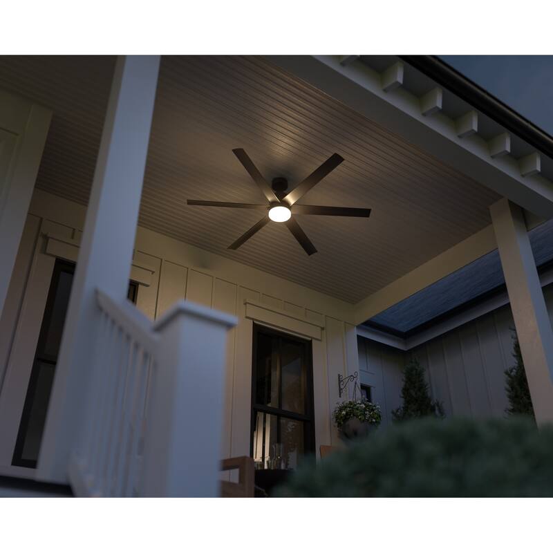 Kichler Lighting Loa 65 Inch Ceiling Fan with Satin Etch Cased Opal Glass in Satin Black with Black Blades