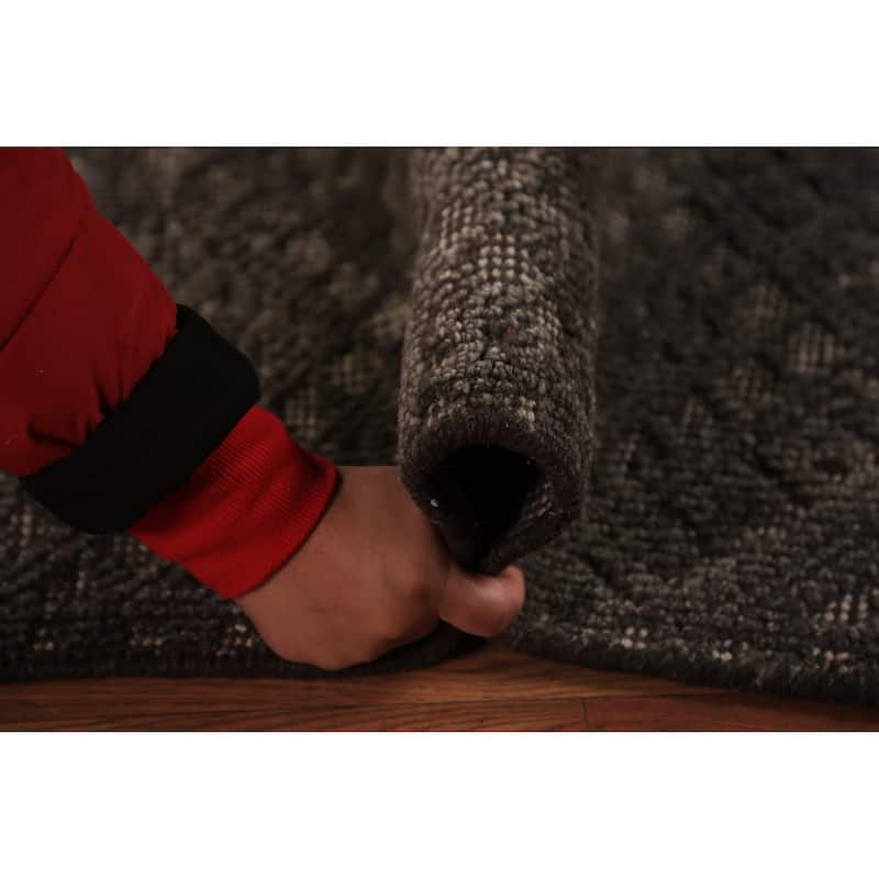 Grey Geometric Moroccan Oriental Rug Hand-Knotted Wool Carpet - 5'0" x 7'9"