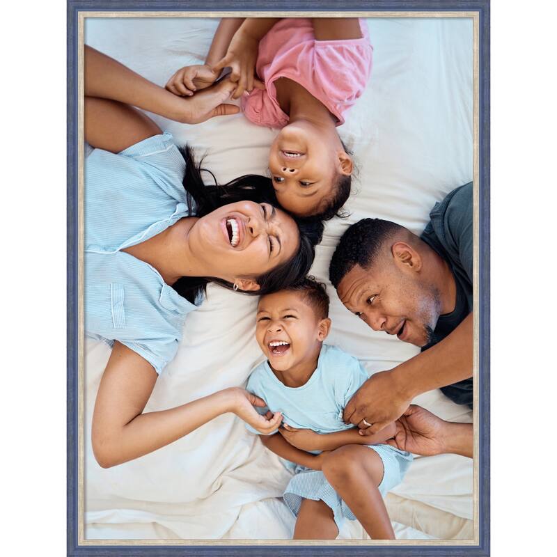 Theo Black Silver Narrow Framed Picture Frame, Photo Frame - 18x24 - Theo Blue Narrow