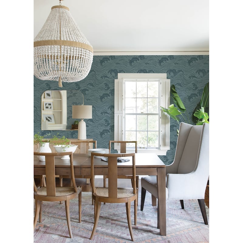 A-Street Prints Swell Teal Ocean Wave Wallpaper