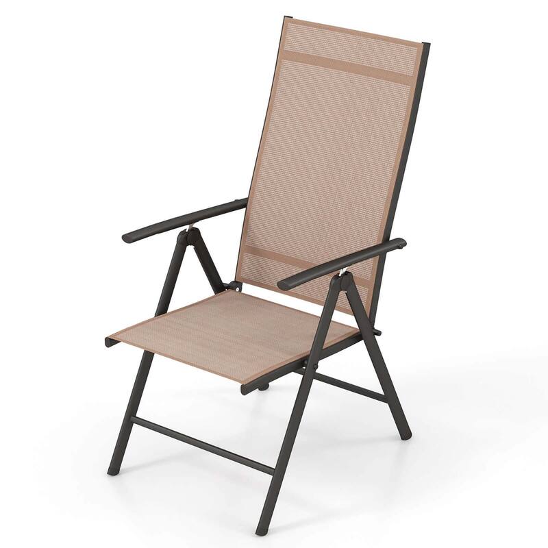 1/2 Pack Folding Patio Chair Outdoor Chair w/ Adjustable High Backrest - Brown - 1-Piece