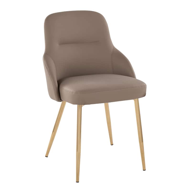 York Upholstered Contemporary Chair in Gold Metal - Set of 2