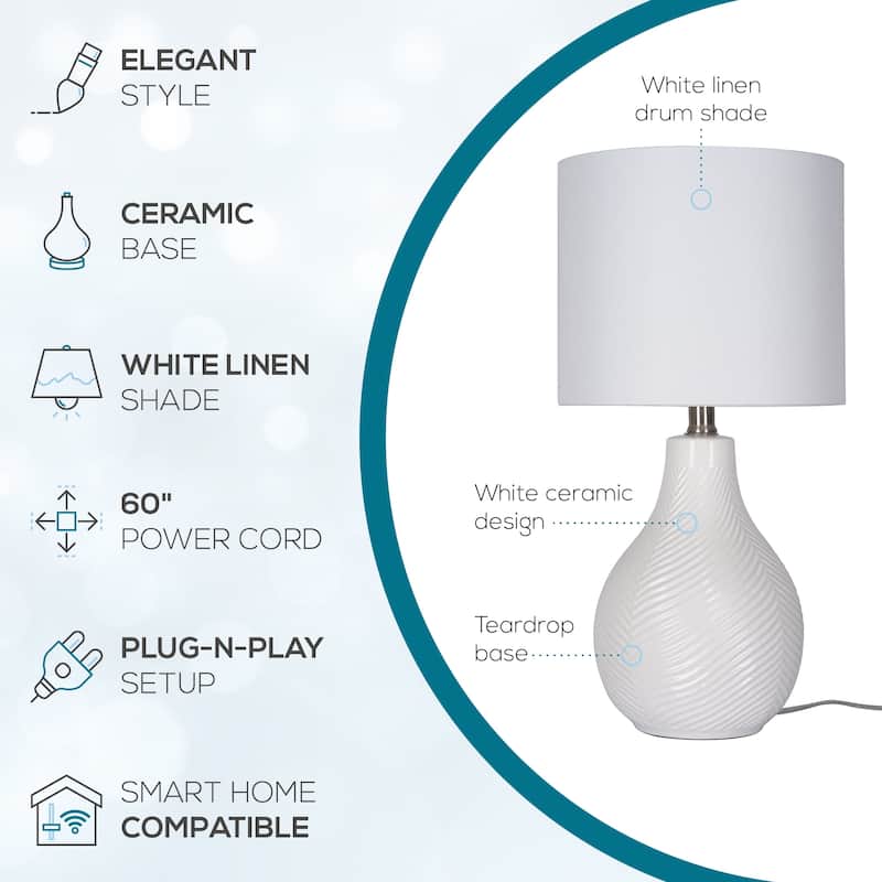 Catalina Sandrift Ceramic Table Lamp - White