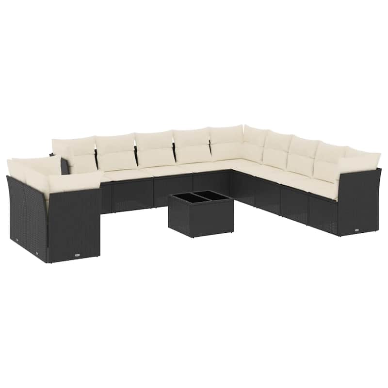vidaXL Garden Sofa Set Black, Cream White - 21.7 x 21.7 x 14.6