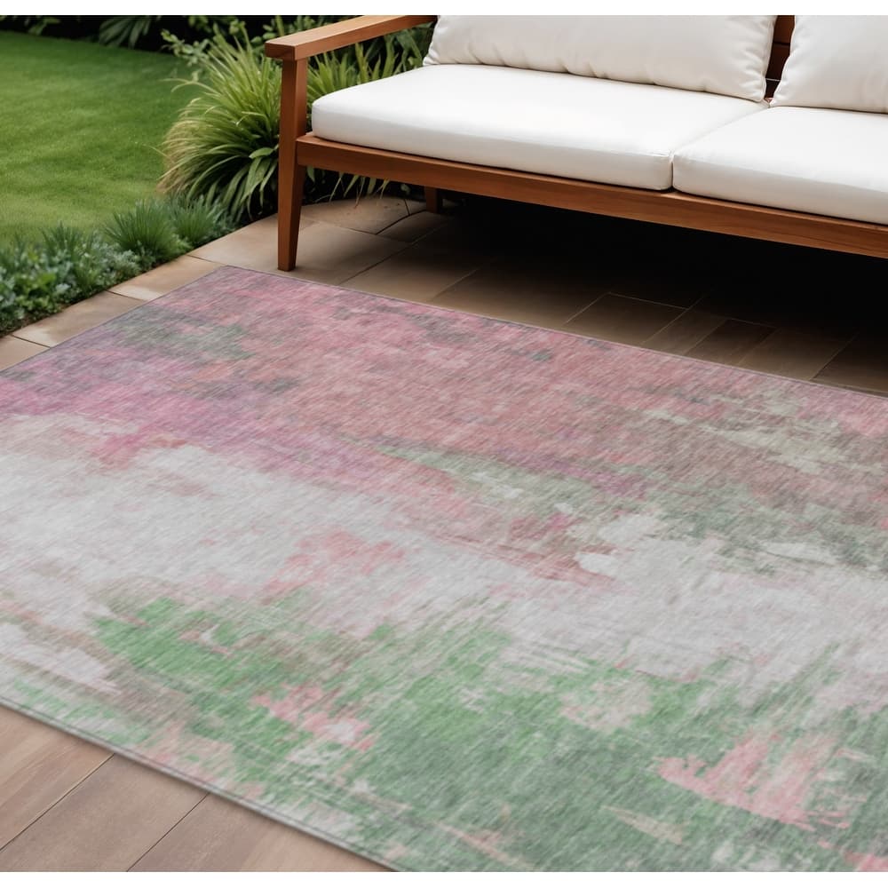 HomeRoots Abstract Transitional Rectangle Outdoor Rug
