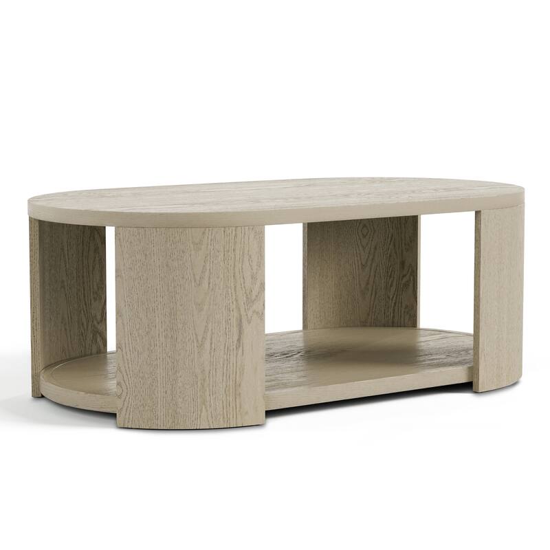 Furniture of America Piez Modern Oak Wooden Oval Cocktail Table with Casters