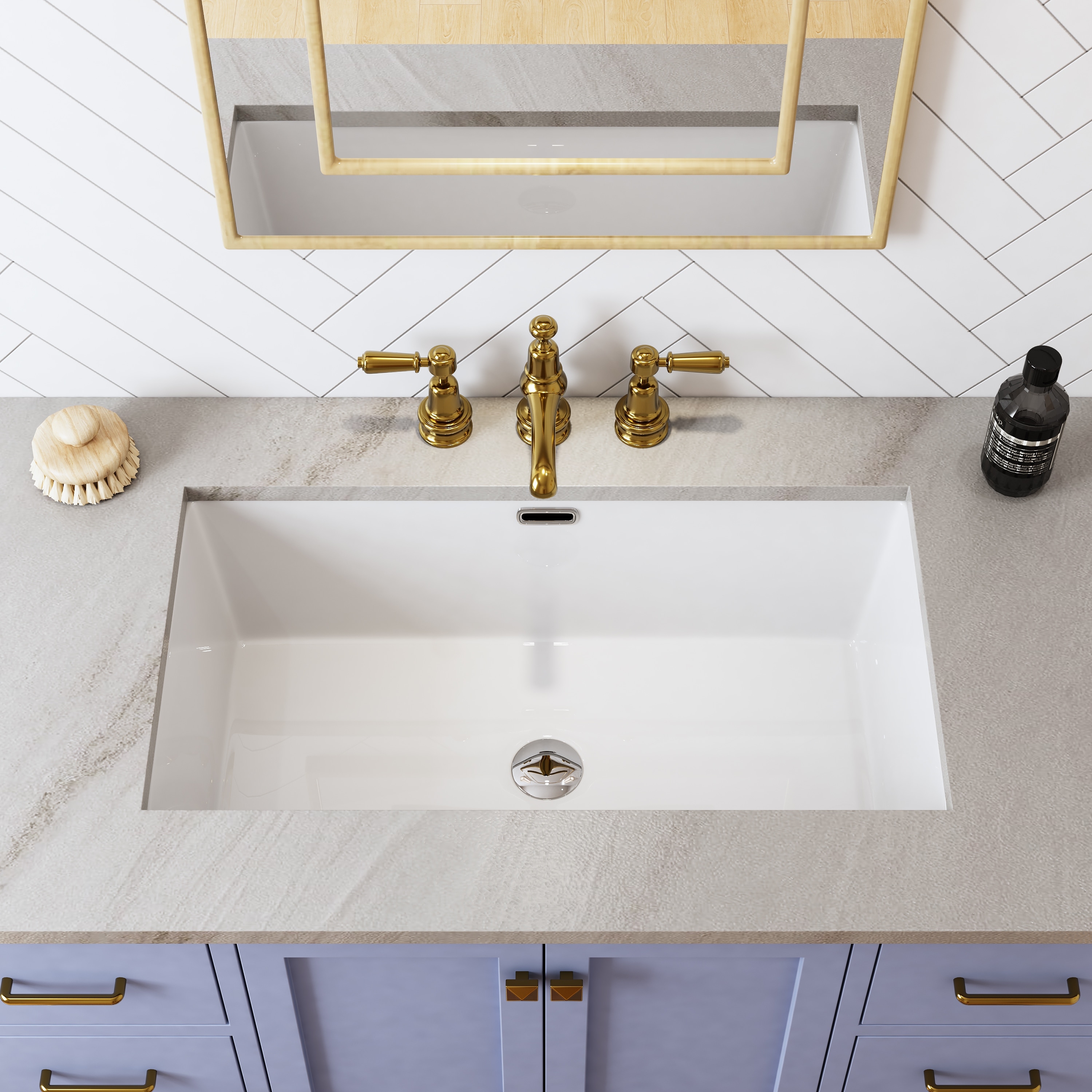 HOROW ClarityPure 27.56 in. x 15.75 in. Undermount Bathroom Sink in White Ceramic with Overflow Drain - N/A