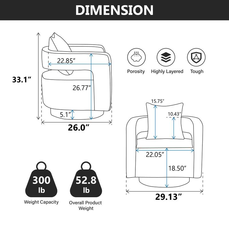 Beige 29.13" Swivel Open Back Accent Chair