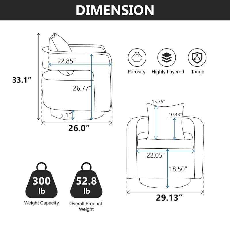 Pale Green 29.13" Swivel Open Back Accent Chair