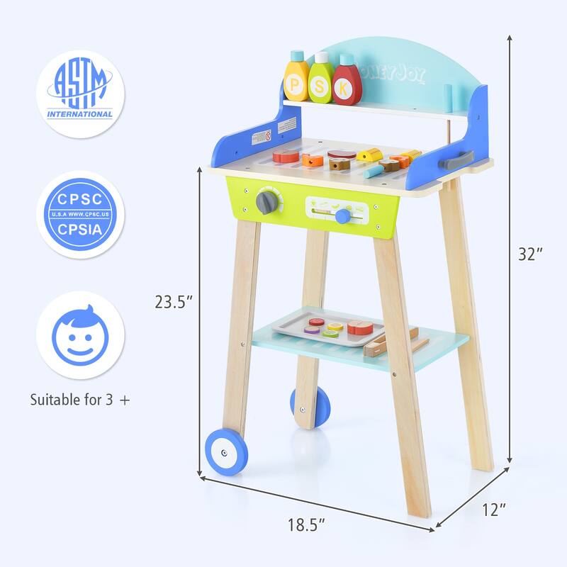 Kid's Pretend Barbecue Grill Play Set - 18.5" x 12" x 32"