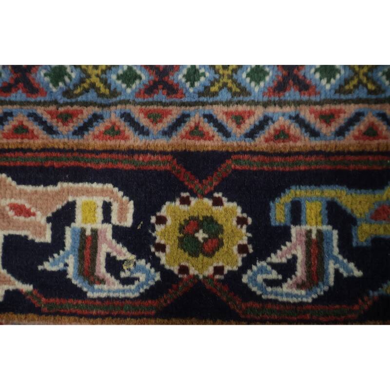 Hand Knotted Oriental 100% Wool Carpet Traditional Geometric Coral Tabriz Area Rug - 9' 3'' X 6' 5''