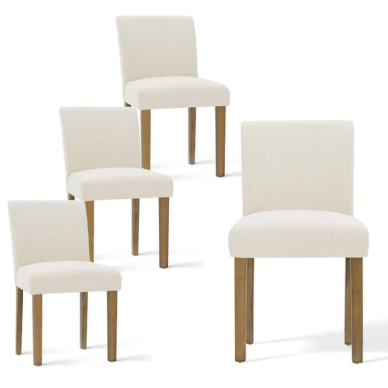 Parsons Dining Chairs with Linen Upholstery and Solid Wood Legs