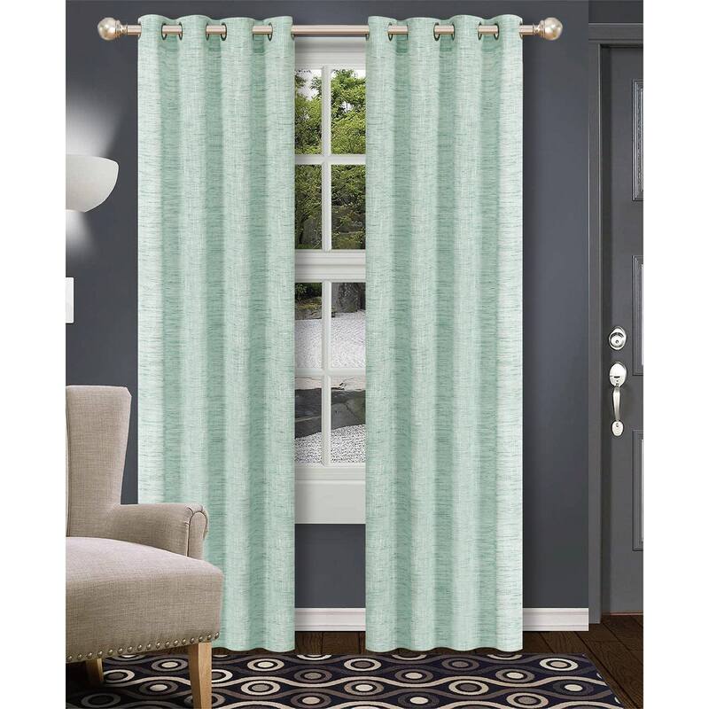 Skyler Yarn Dyed Sheer Grommet Window Panel, 54x84 Inches - Green