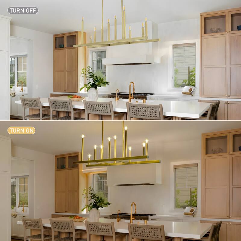 10 - Light Dimmable Modern Linear Kitchen Island Chandelier - 48.2 in