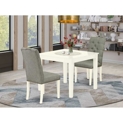 Vintage 3-Piece Dining Set - Kitchen Table & 2 Parsons Chairs - Linen White Finish