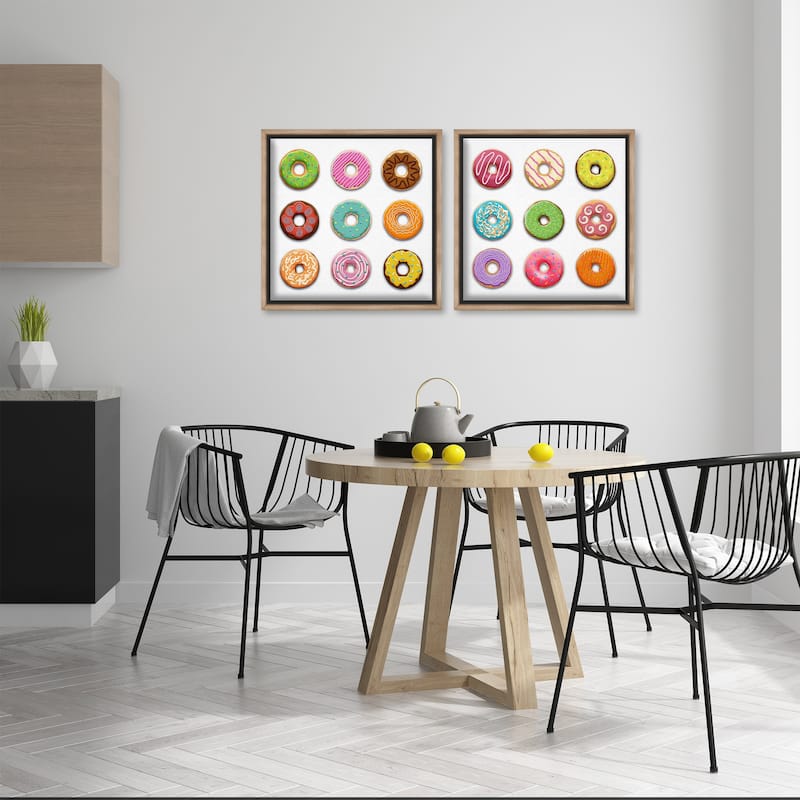 Stupell Bright & Fun Donuts Framed Floater Canvas Wall Art Design By Marcus Prime (Set of 2)