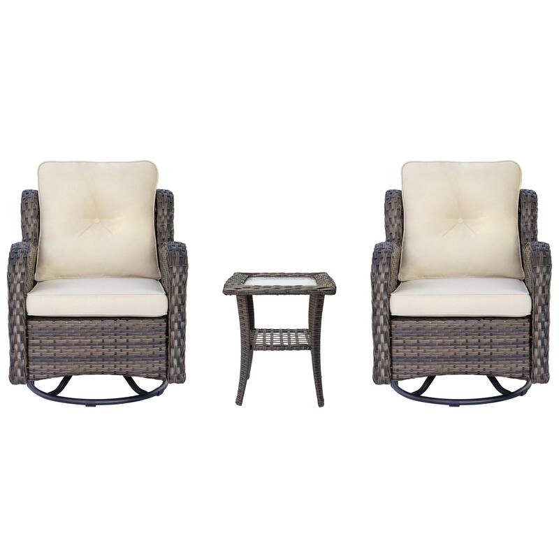 Outdoor Furniture-Wicker Patio Furniture Sets with Swivel Rocker Chair