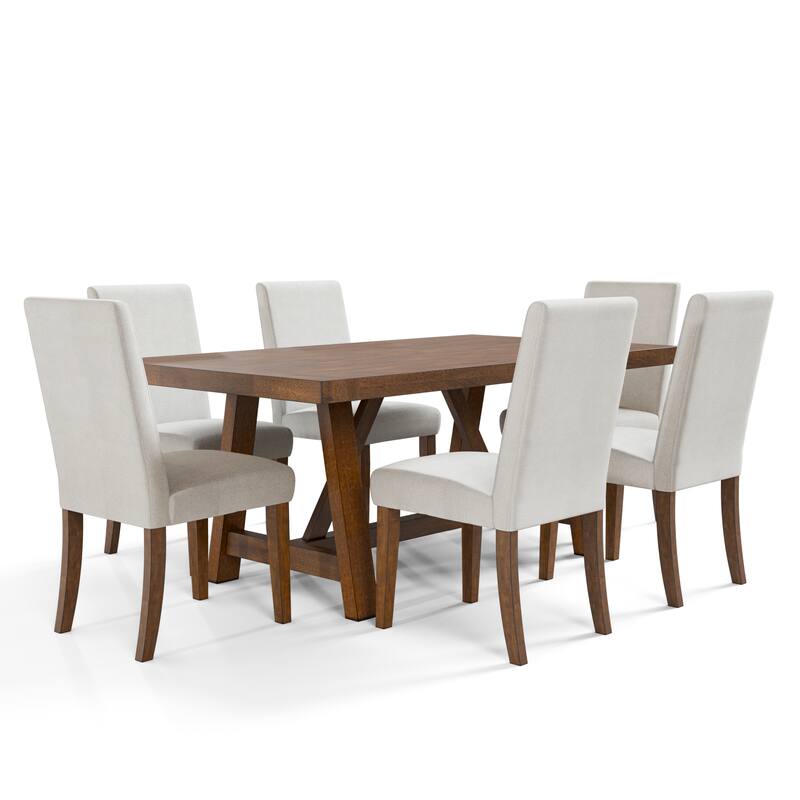 Furniture of America Drystan Rustic 7-Piece Brown Solid Wood Dining Table Set