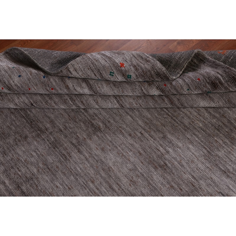 Hand Knotted Oriental 100% Wool Carpet Tribal Tribal Greys & Charcoal Gabbeh Area Rug - 12' 5'' X 9' 2''