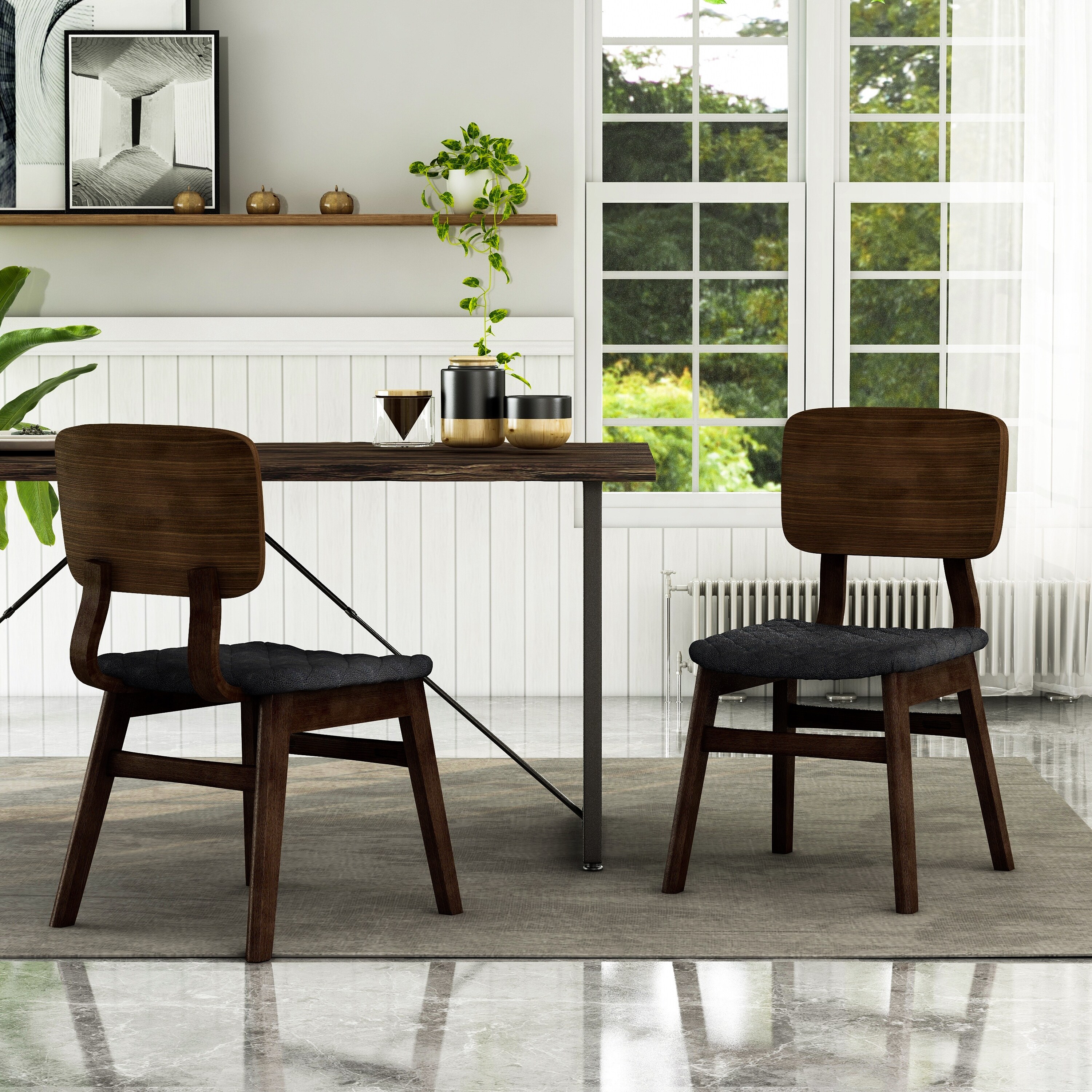 Carson Carrington Kardamili Mid Century Modern Padded Dining Chairs Set of 2