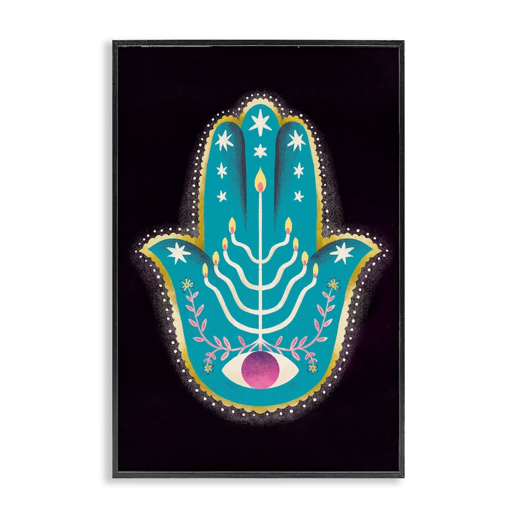 Stupell Spiritual Folk Style Hamsa Framed Giclee Art Design By Hannah Moren