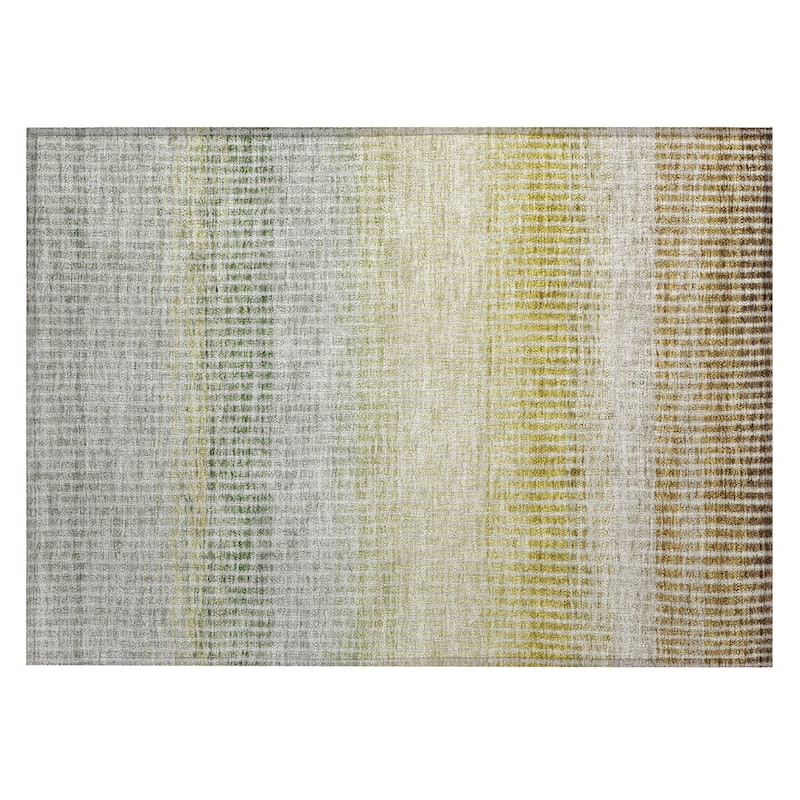 Machine Washable Indoor/ Outdoor Contemporary Stripes Chantille Rug