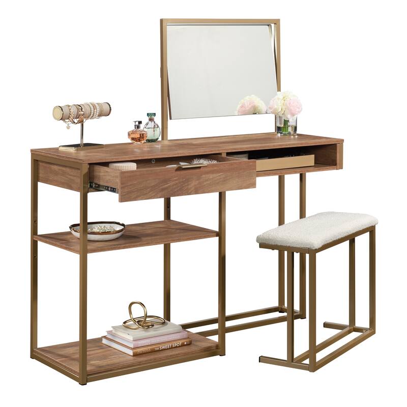Wood Vanity with Chic Storage, Brown - 47.32" W x 16.77" D x 49.45" H