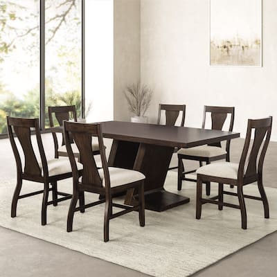 Furniture of America Yara Modern 7-Piece Espresso Wood Dining Table Set
