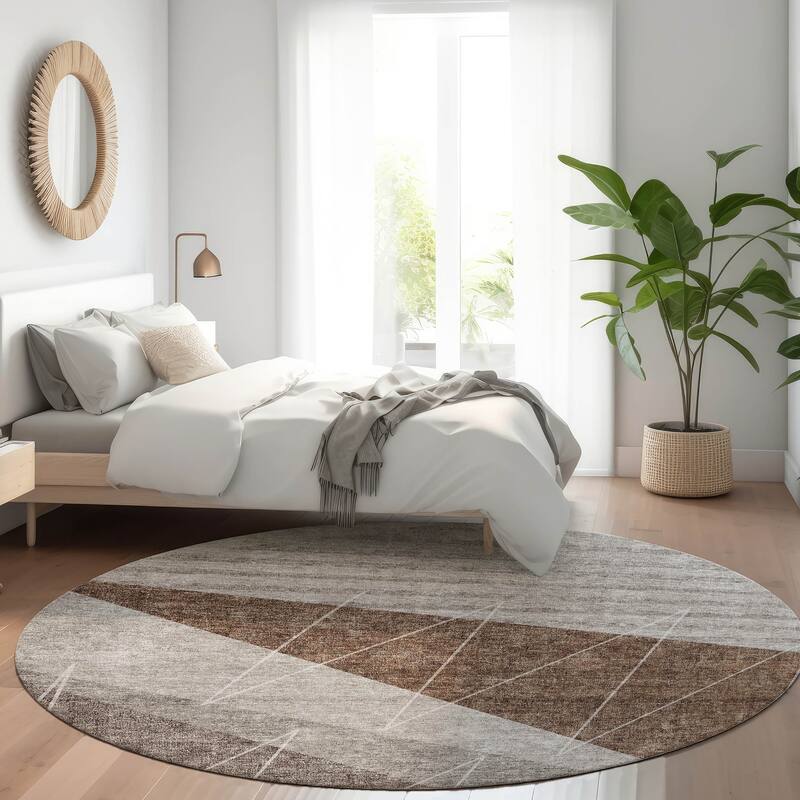 Machine Washable Indoor/ Outdoor Chantille Modern Prism Rug - Gray - 8' x 8'